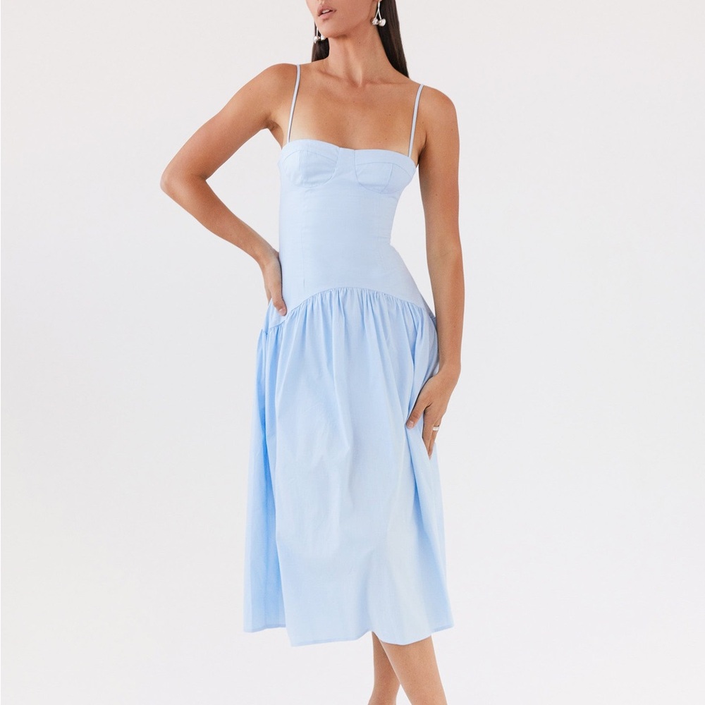 Peppermayo Blue Drop Waist Midi Dress